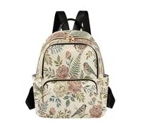 Grckit Sac à dos léger avec fleurs et oiseaux pour femme, 8,5 l avec poches à fermeture éclair, pour le travail, les voyages, A153., 14L, Sac à dos daypack