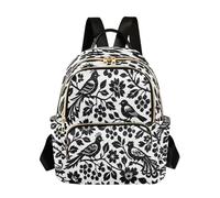 Grckit Sac à dos noir et blanc avec silhouette d'oiseau pour femme, petit sac à dos léger de 8,5 l avec poches à fermeture éclair, pour le travail, les voyages, A52, 8.5L, Sac à dos daypack
