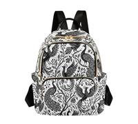 Grckit Sac à dos noir et blanc avec silhouette d'oiseau pour femme, petit sac à dos léger de 8,5 l avec poches à fermeture éclair, pour le travail, les voyages, A51, 8.5L, Sac à dos daypack