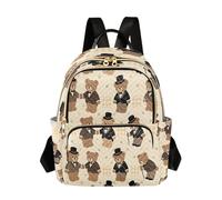 Grckit Sac à dos vintage avec ours en peluche pour femme, petit sac à dos léger de 8,5 l avec poches à fermeture éclair pour le travail, les voyages, A787, 8.5L, Sac à dos daypack