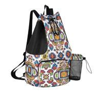 Grckit Sac de bain complexe à motif mandala avec poche humide, sac à dos léger et pliable avec cordon de serrage pour la natation, la gym, la randonnée, la pêche, les voyages pour homme et femme