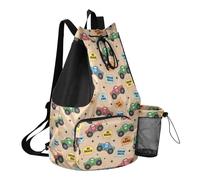 Grckit Sac de bain Monster Trucks avec poche pour humidité, sac à dos léger et pliable avec cordon de serrage pour la natation, la gym, la randonnée, la pêche, les voyages pour homme et femme