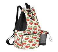 Grckit Sac de natation motif cerise dessiné à la main avec poche humide, sac à dos léger et pliable de 30 l avec cordon de serrage pour la natation, la gym, la randonnée, la pêche, les voyages pour