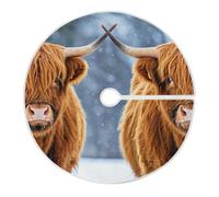 Grckit Snowy Highland Duo Jupe de sapin de Noël 91,4 cm Décoration de vacances pour Noël, tapis doux pour décoration sous le sapin, salon, extérieur