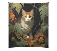 Grckit Tente de plage à motif chat de forêt de 2,9 x 3,6 m avec 4 sacs de sable, 4 poteaux de stabilité, pelles à sable - Auvent de tente pour plage, camping, pêche, pique-nique