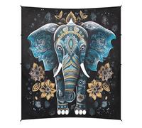 Grckit Tente de plage en forme d'éléphant de style sombre de 2,9 x 3,6 m avec 4 sacs de sable, 4 poteaux de stabilité, pelles à sable - Auvent de tente pour plage, camping, pêche, pique-nique