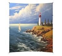 Grckit Tente de plage phare et bateau à voile, abri solaire de 2,9 x 3,7 m avec 4 sacs de sable, 4 poteaux de stabilité, pelles à sable - Auvent de tente pour plage, camping, pêche, pique-nique