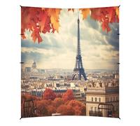 Grckit Tente de plage Tour Eiffel de Paris - Abri solaire de 2,9 x 3,6 m avec 4 sacs de sable, 4 poteaux de stabilité, pelles à sable - Auvent pour plage, camping, pêche, pique-nique