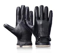 Grdnpro Gants d'hiver en cuir de mouton pour homme, doublure thermique en cachemire, écran tactile, texte, robe de frappe, gants de moto, Noir , XL