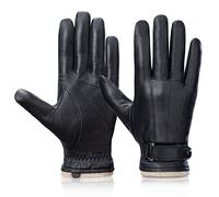 Grdnpro Gants d'hiver en cuir de mouton pour homme, doublure thermique en cachemire, écran tactile, texte, robe de frappe, gants de moto, Noir , L