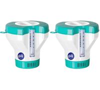 GRE 40070 - Doseur Flottant avec thermomètre pour Le Traitement Chimique des piscines. Désinfection et Nettoyage de l'eau de la Piscine. pour pastilles de 20 à 500 g (Lot de 2)