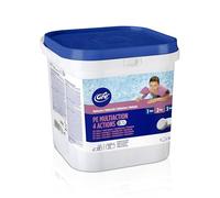 GRE 76006NB - Chlore Multiactions 4 Actions en Galets : Désinfection, Anti-algues, Floculant et Stabilisateur. Traitement et Nettoyage Complet des piscines. Galets de 250 g, 5 kg.