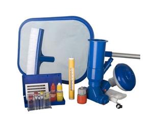 GRE - Kit de nettoyage piscine 7 pièces - trousse d'analyse 1 brosse 1 épuisette 1 manche 1 thermomètre 1 doseur et 1 Jet Vac