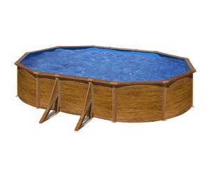 Gre KIT500W Pacific - Piscine Hors-Sol en Acier, Piscine Ovale avec Structure en Acier Imitation Bois. Piscines Hors-Sol pour Jardin, 500x300x120 cm