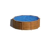 Gre - Kit piscine hors-sol Sicilia acier ronde imitation-bois Ø370xH122cm (filtre cartouche+échelle)