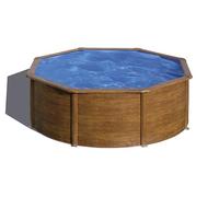 Gre KITPR353W Sicilia - Piscine Hors-Sol en Acier, Piscine Ronde avec Structure en Acier Imitation Bois. Piscines Hors-Sol pour Jardin, Ø350 x 120 cm