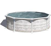 Gre KITPR358N - Piscine Hors Sol avec décoration Nordique, 350 x 132 cm, Filtration 6 m3/h, avec poteaux latéraux