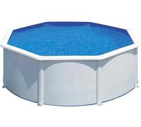 GRE - Kit Piscine hors sol acier ronde blanche Ø480 x 132 cm (Livrée avec filtre à sable et échelle)