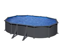 Piscine acier Juni - Gris anthracite - Ovale - 6,34 m x 3,99 m x 1,32 m - Gre - Piscine acier