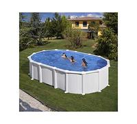 Piscine ovale acier 6,34m x 3,99m x H: 1,32m - Filtration à sable - SANS Renforts apparents