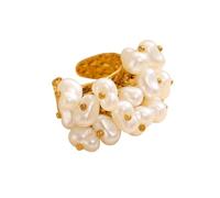 Greabuy Bagues minimalistes tendance enveloppées avec des pierres délicates et des perles pour des bagues décontractées et élégantes en perles de cristal, One Size, Comme décrit, Comme décrit.