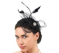 Greabuy Bibi à plumes pour femme - Élégante pince à cheveux pour thé, mariage, cocktail, événement, photographie