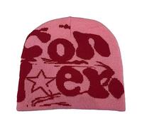 Greabuy Bonnet tricoté années 2000 - Style vintage - Chaud - Accessoires d'Halloween - Pour lycée - Bonnet élastique pour adolescents, E, taille unique