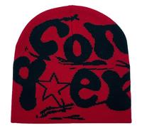 Greabuy Bonnet tricoté années 2000 - Style vintage - Chaud - Accessoires d'Halloween - Pour lycée - Bonnet élastique pour adolescents, D, taille unique