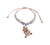 Greabuy Bracelet coloré en corde macaron pour enfants avec de jolis capybaras de dessin animé et une sangle souple réglable, 6x9cm, Plastique