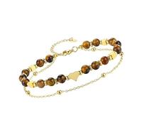 Greabuy Bracelet en pierre naturelle avec sphère en forme de cœur à double fil, bijou artisanal pour femme, cadeau pour elle, chaîne délicate à deux rangs, bracelet à breloques en pierre naturelle