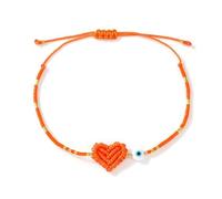 Greabuy Bracelet léger en chaîne de perles avec cœur méticuleusement tissé à la main et symbole du mauvais œil protecteur coloré, taille unique, Comme décrit