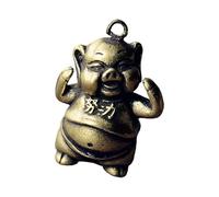 Greabuy Breloque en laiton délicat en forme de cochon avec signification culturelle - Pendentif animal miniature chinois pour cadeau ou collection - Porte-clés zodiaque chinois