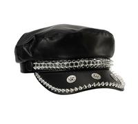 Greabuy Casquette de baseball punk cloutée avec boucles en métal réglables en coton respirant pour événements en plein air et