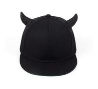 Greabuy Casquette de camionneur décontractée vintage punk corne casquette de baseball corne réglable papa chapeau pour voyage fitness noir