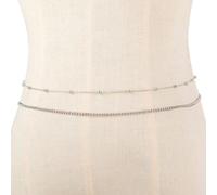 Greabuy Chaîne de ventre élégante double couche en métal pour femme Bijoux de corps Chaîne de taille Soirée Fête, 150, Métal