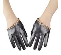 Greabuy Chaîne métallique Punk Gants PU Cuir pour Moto Outdoor Halloween Activité Photo