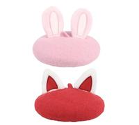 Greabuy Chapeau béret français pour femme, chapeau d'hiver, automne, festival, chapeau de costume de chien, chapeau de mode, béret pour chats, chapeau pour femmes, chapeau de journal, chapeau pour