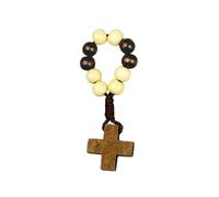 Greabuy Chapelet religieux en bois décoré avec symbole de foi pour les croyants, perles de prière et symbole d'espoir en bois