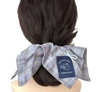 Greabuy Chouchou vintage à carreaux pour le début du printemps, style universitaire en tissu doux, accessoire pour cheveux pour divers