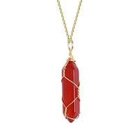 Greabuy Collier cornaline avec pendentif agate en cristal - Décoration de bijoux - Pendentif en fil de fer pour filles, 1.5*0.5inch162inch, Cristal
