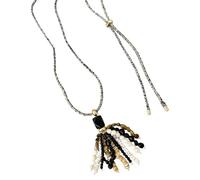 Greabuy Collier de perles inspirées de la mode avec perles acryliques colorées et pompons - Chaîne de pull - Décoration tendance - Bijoux en perles, One Size, Comme décrit, Comme décrit.