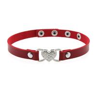 Greabuy Collier en cuir avec pendentif en forme de cœur et strass pour couples exprimant l'amour dans un moment spécial - Collier en cuir avec strass pour couple - Expression d'amour, One Size, Comme