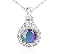 Greabuy Colliers pour femme, pendentif amusant en forme de cœur changeant de couleur, humeur, émotion, température, doigt, A Platinum Pendant + Necklace, Conforme à l'image
