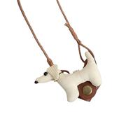 Greabuy Cordon de lunettes classique en cuir avec accents d'animaux - Bijou pratique et polyvalent - Accessoire de conception confortable - Chaîne de lunettes, Petit chien blanc, taille unique