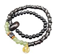 Greabuy Cordon élastique fait à la main à double boucle pour le yoga au quotidien Cadeau spirituel Perles de prière en bois, taille unique, Comme décrit