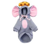 Greabuy Costume d'Halloween de souris avec capuche pour animal domestique, chat, chien, pull pour garder au chaud