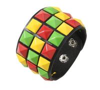 Greabuy Cuir PU souple avec clous carrés style punk, ajustement réglable clouté, One Size, Comme décrit