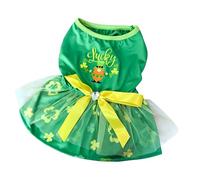 Greabuy Dog Paddy 's Day Robe T-shirt Princesse Pull Feuillage Vêtements Costune pour Paddy ' s Day Pet Dress