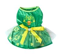 Greabuy Dog Paddy 's Day Robe T-shirt Princesse Pull Feuillage Vêtements Costune pour Paddy ' s Day Pet Dress