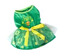 Greabuy Dog Paddy 's Day Robe T-shirt Princesse Pull Feuillage Vêtements Costune pour Paddy ' s Day Pet Dress